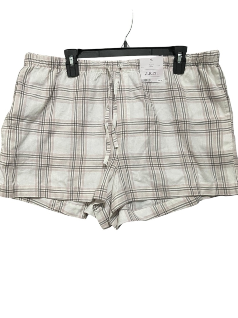 Auden Women's Plaid Flannel Pajama Shorts Neutral Pink XL - Picture 4 of 6